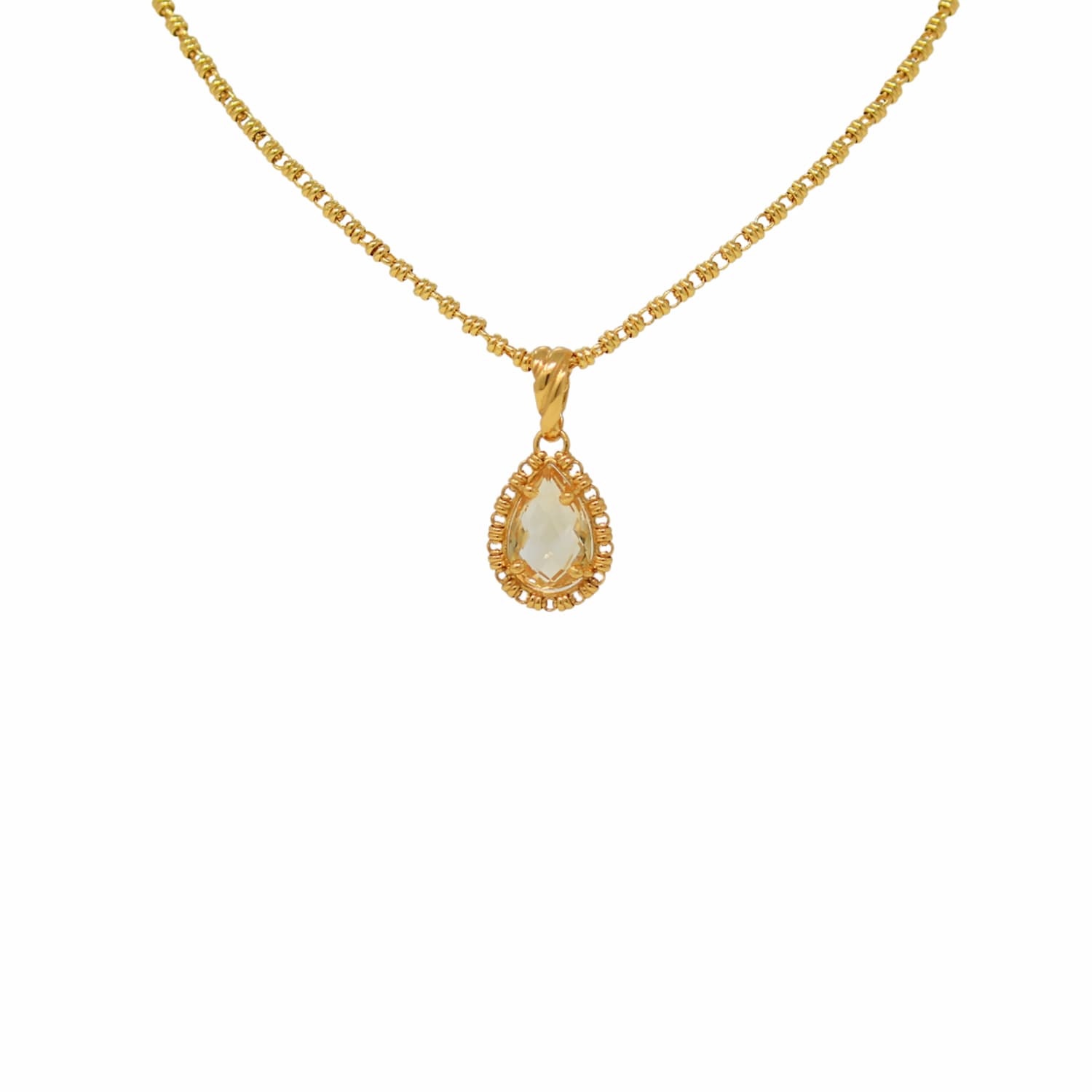 Drop Pendant in Gold with Citrine, Large