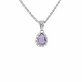 Drop Pendant in Silver with Amethyst, Large