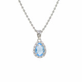 Drop Pendant in Silver with Blue Topaz, Large