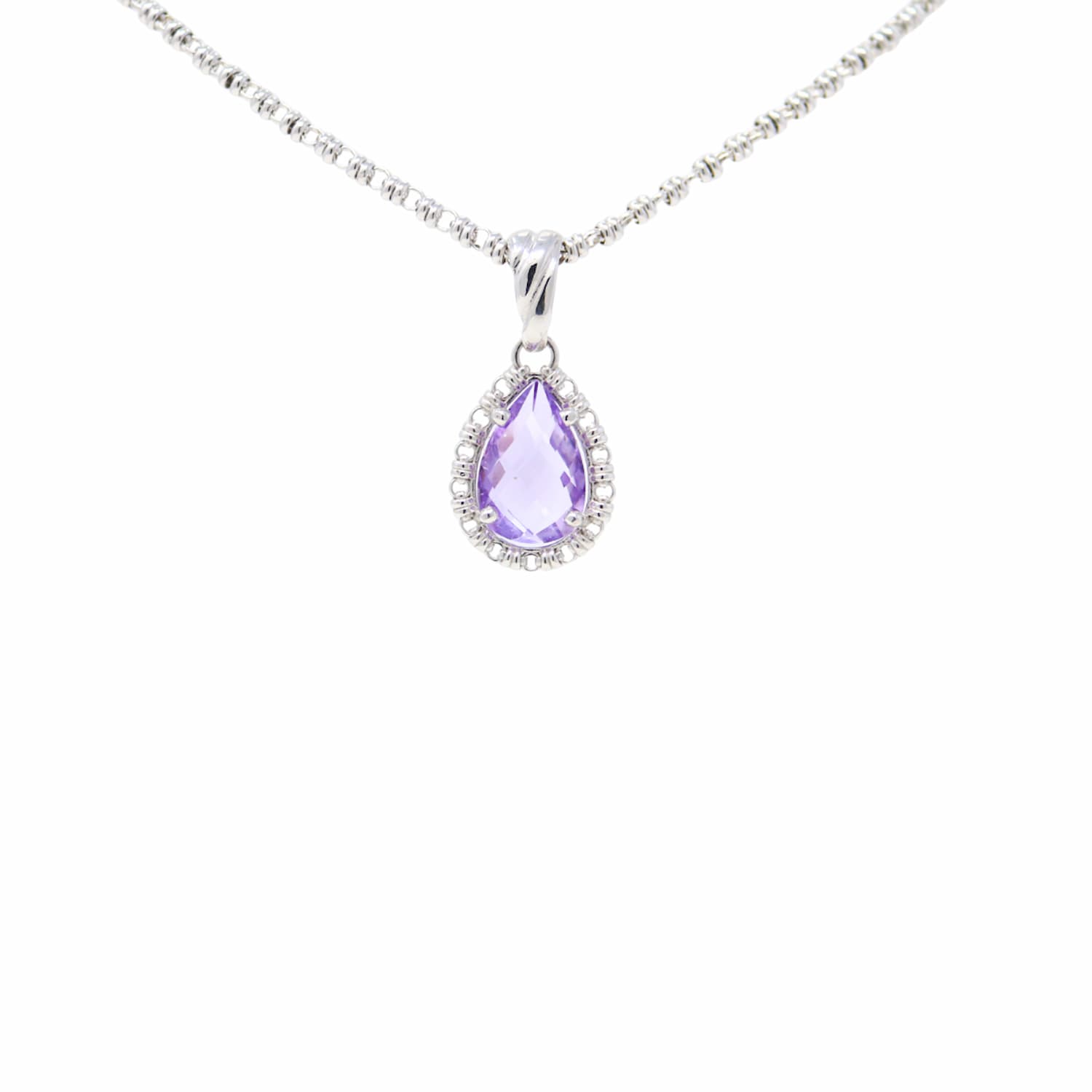 Drop Pendant in Silver with Amethyst, Small