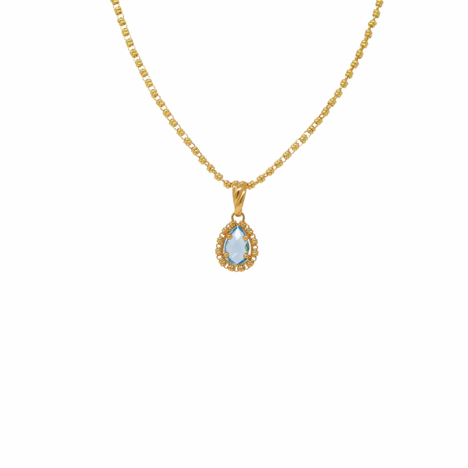 Drop Pendant in Gold with Blue Topaz, Small