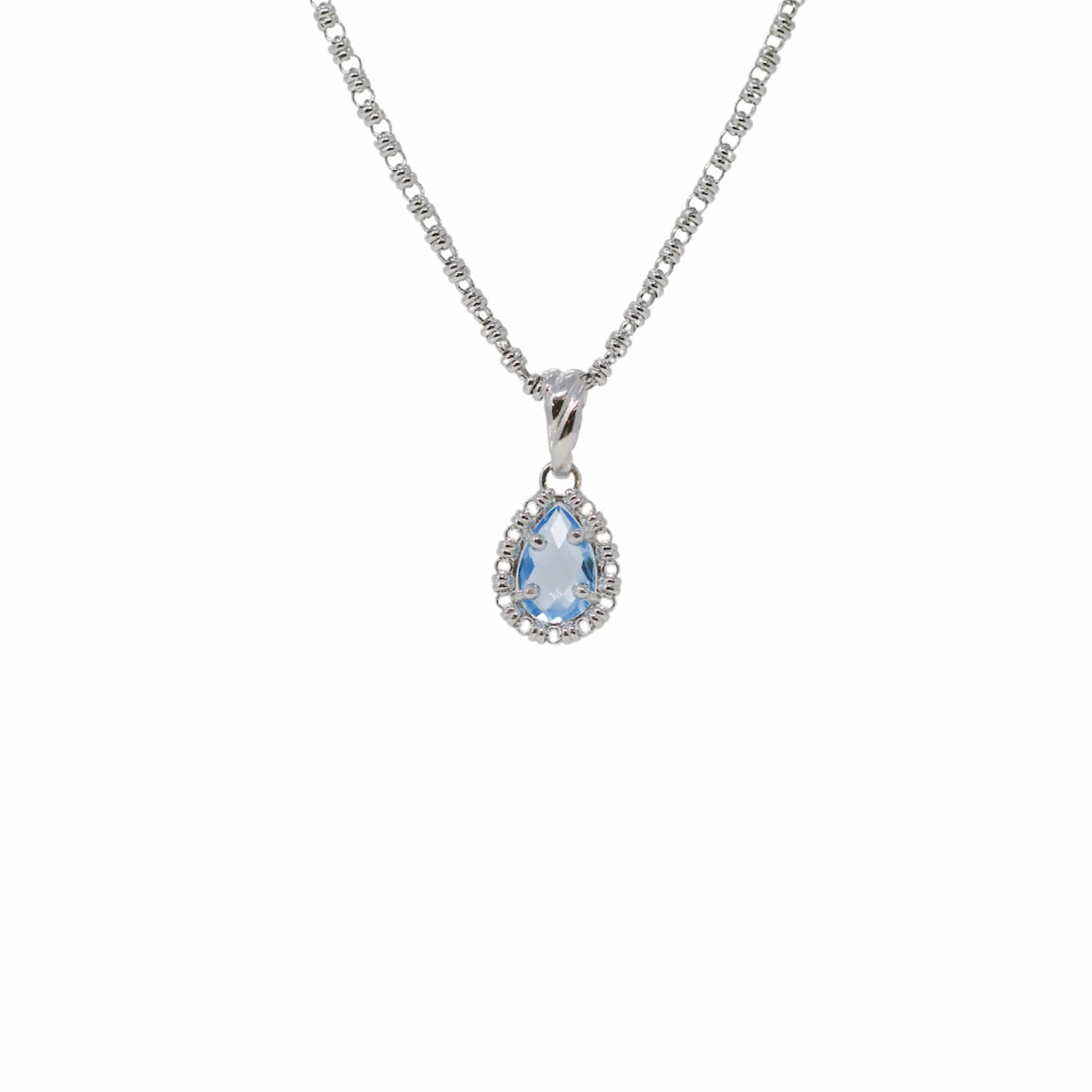 Drop Pendant in Silver with Blue Topaz, Small