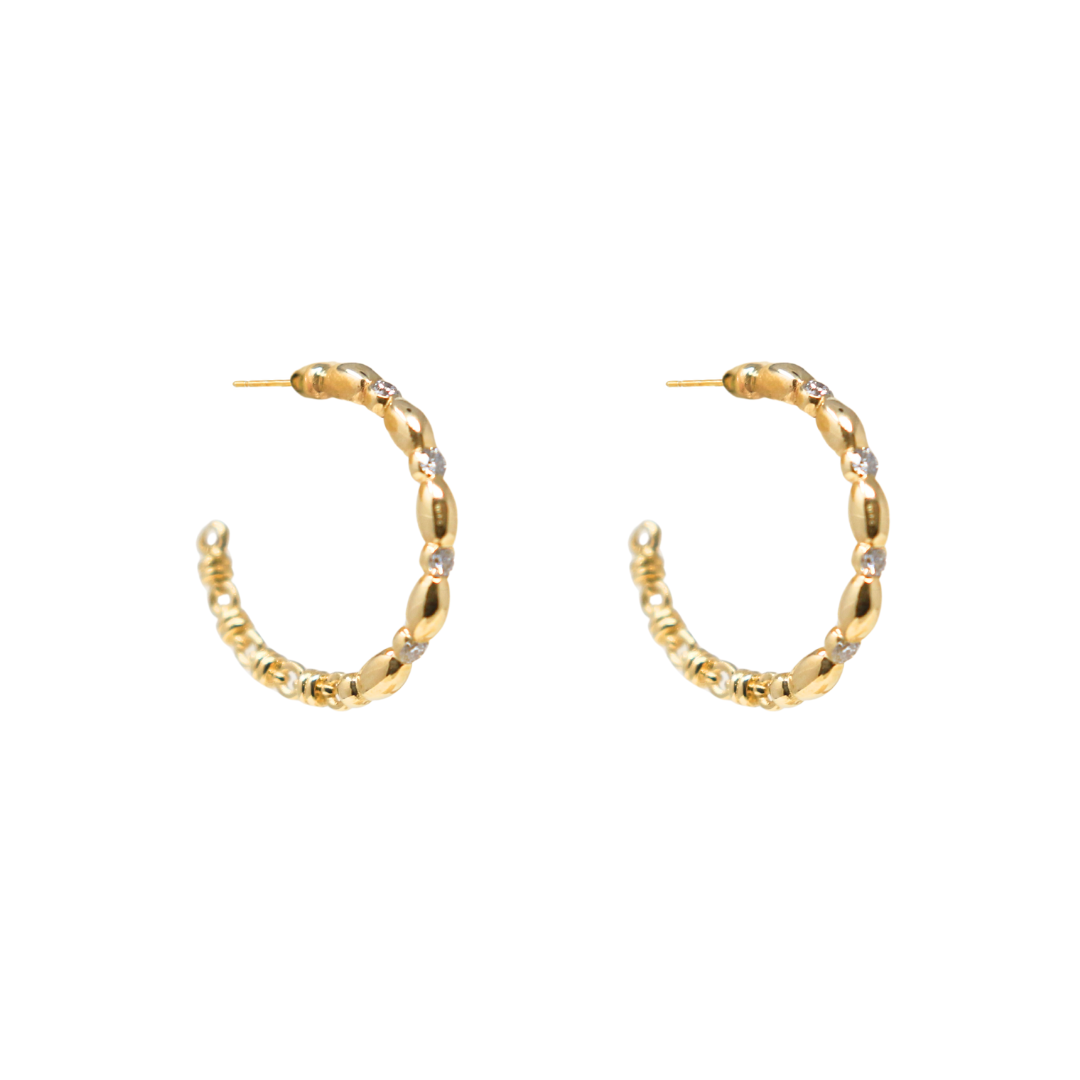 Whisper Earrings in 14k Yellow Gold with Diamond Stations