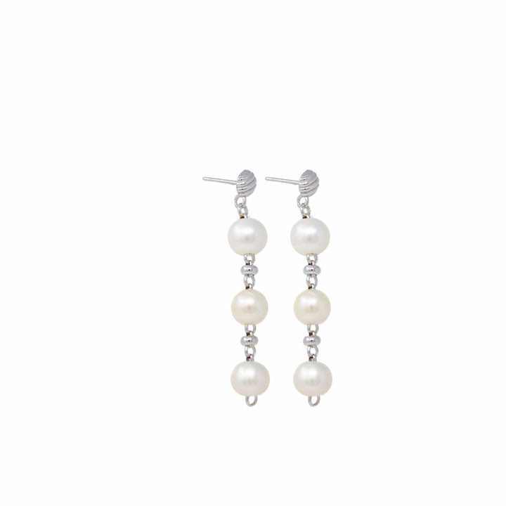 Bella Earrings with Pearls in Silver