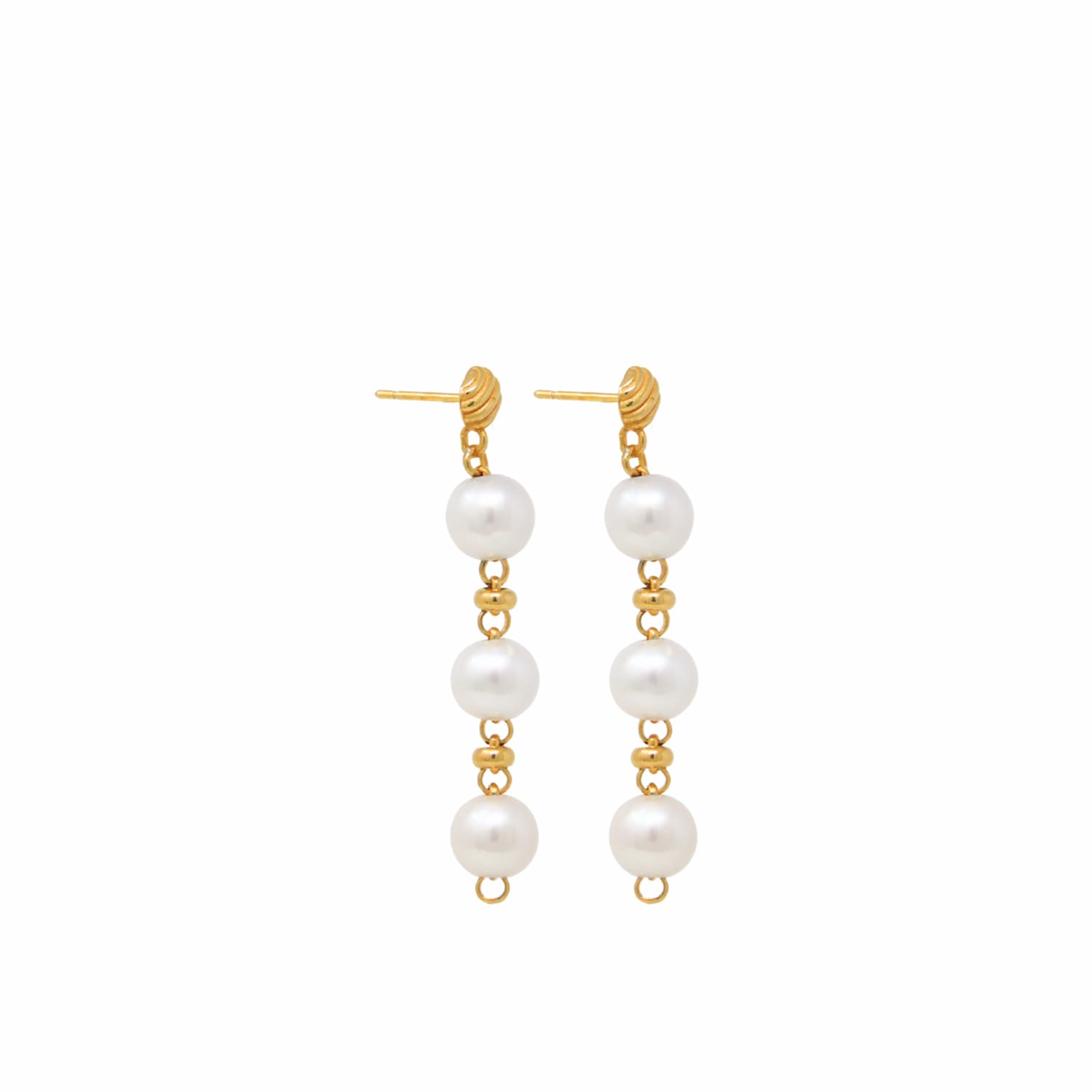 Bella Earrings with Pearls in Gold