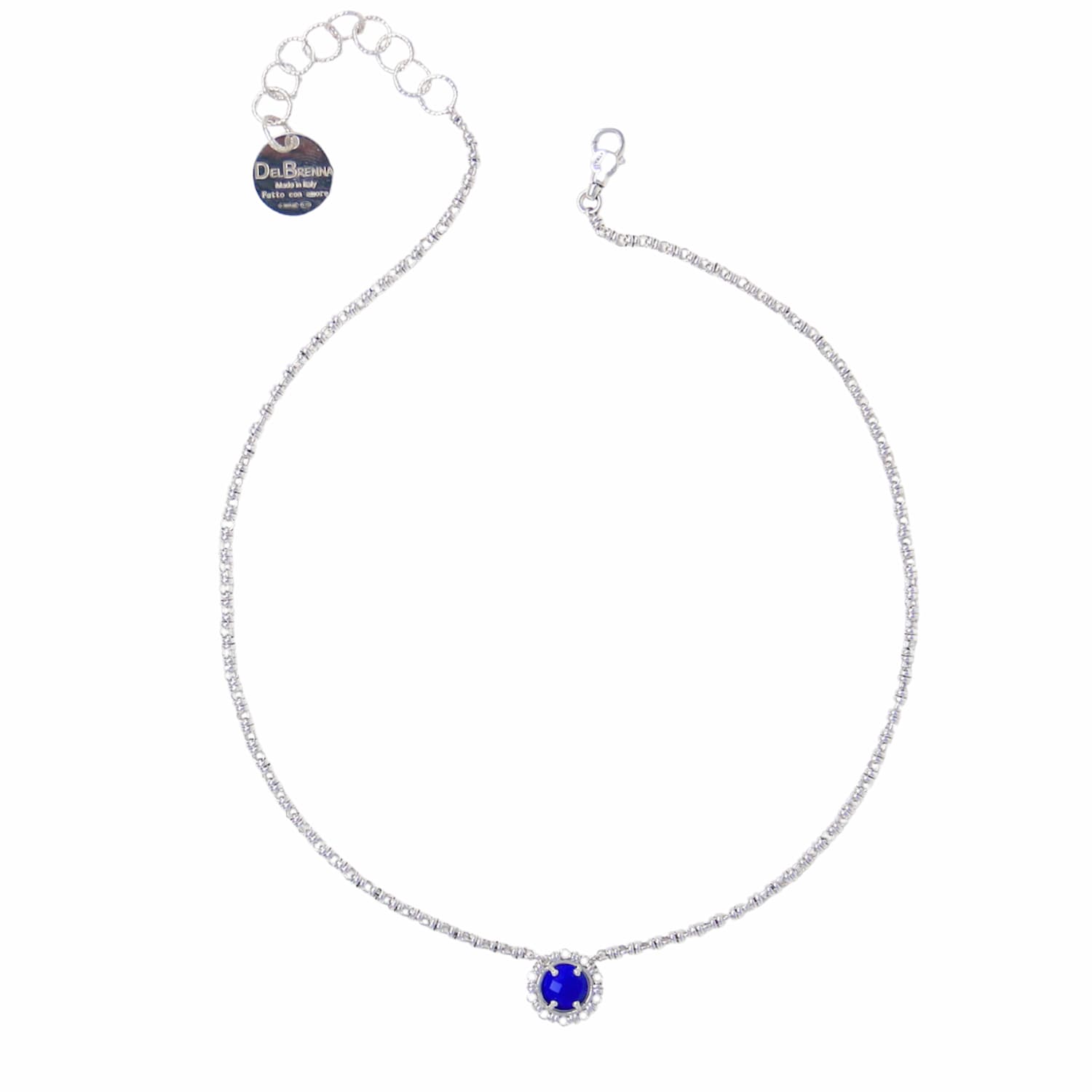 Gemma Necklace in Silver with Lapis
