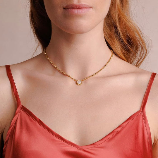 Petite Piazza Necklace in Gold with Mother of Pearl