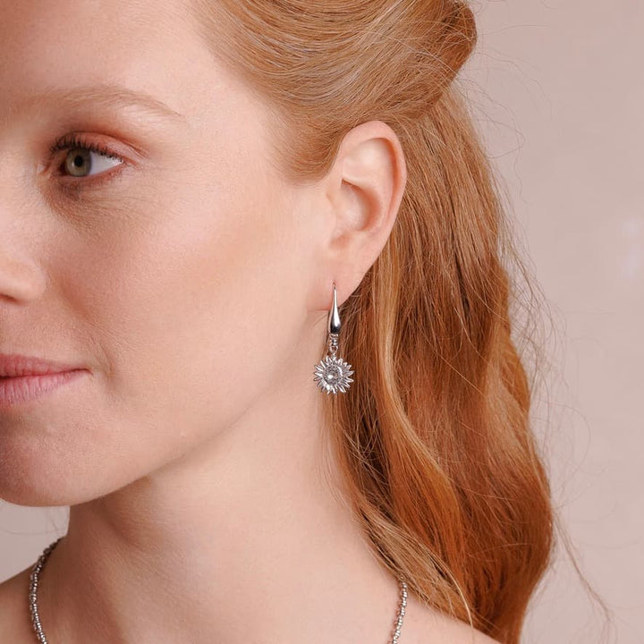 Sunflower Dangles Earrings in Silver