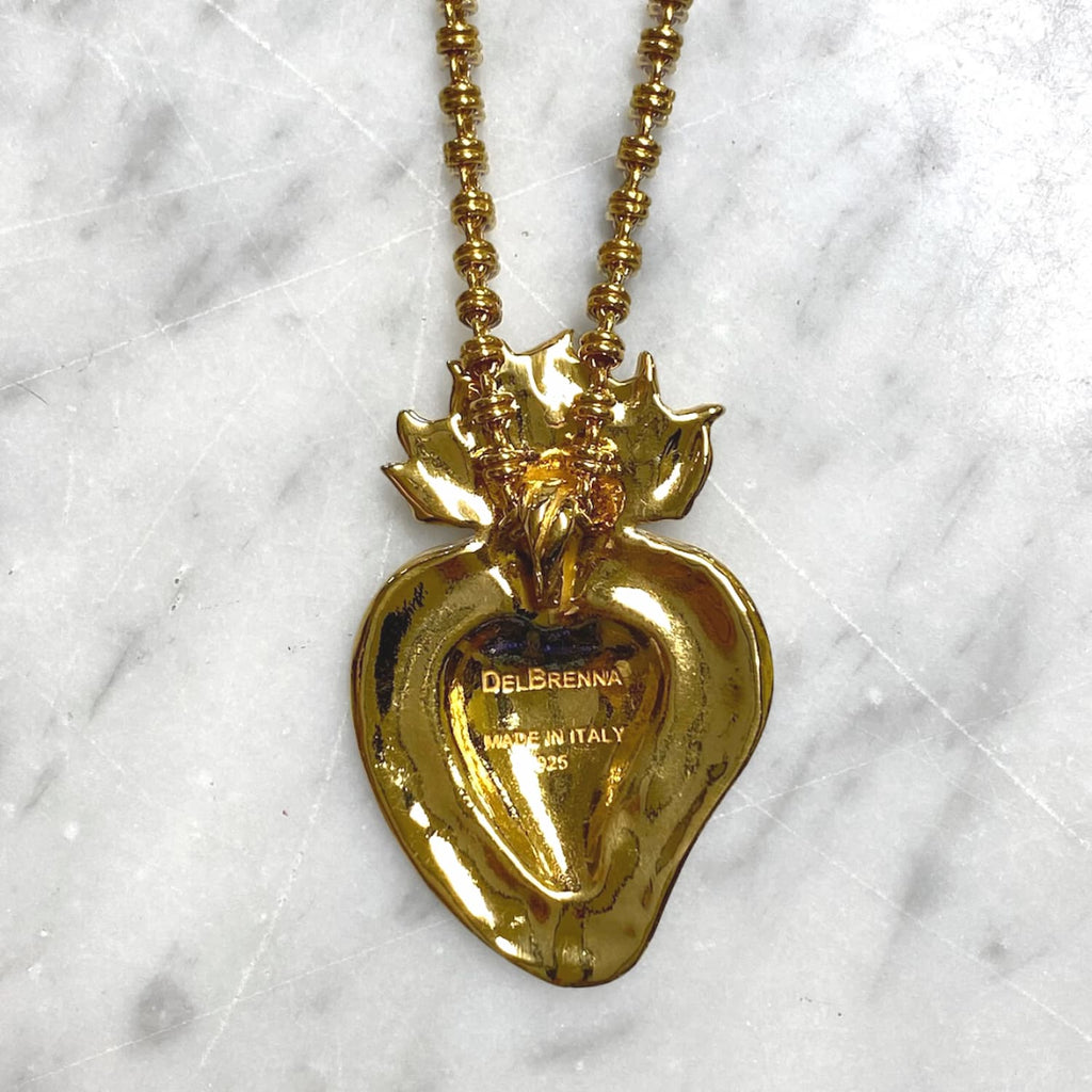 Flaming Heart Pendant in Gold, Small