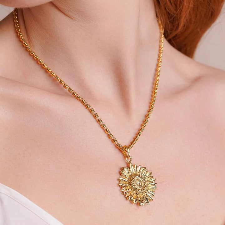 Sunflower Pendant in Gold, Large