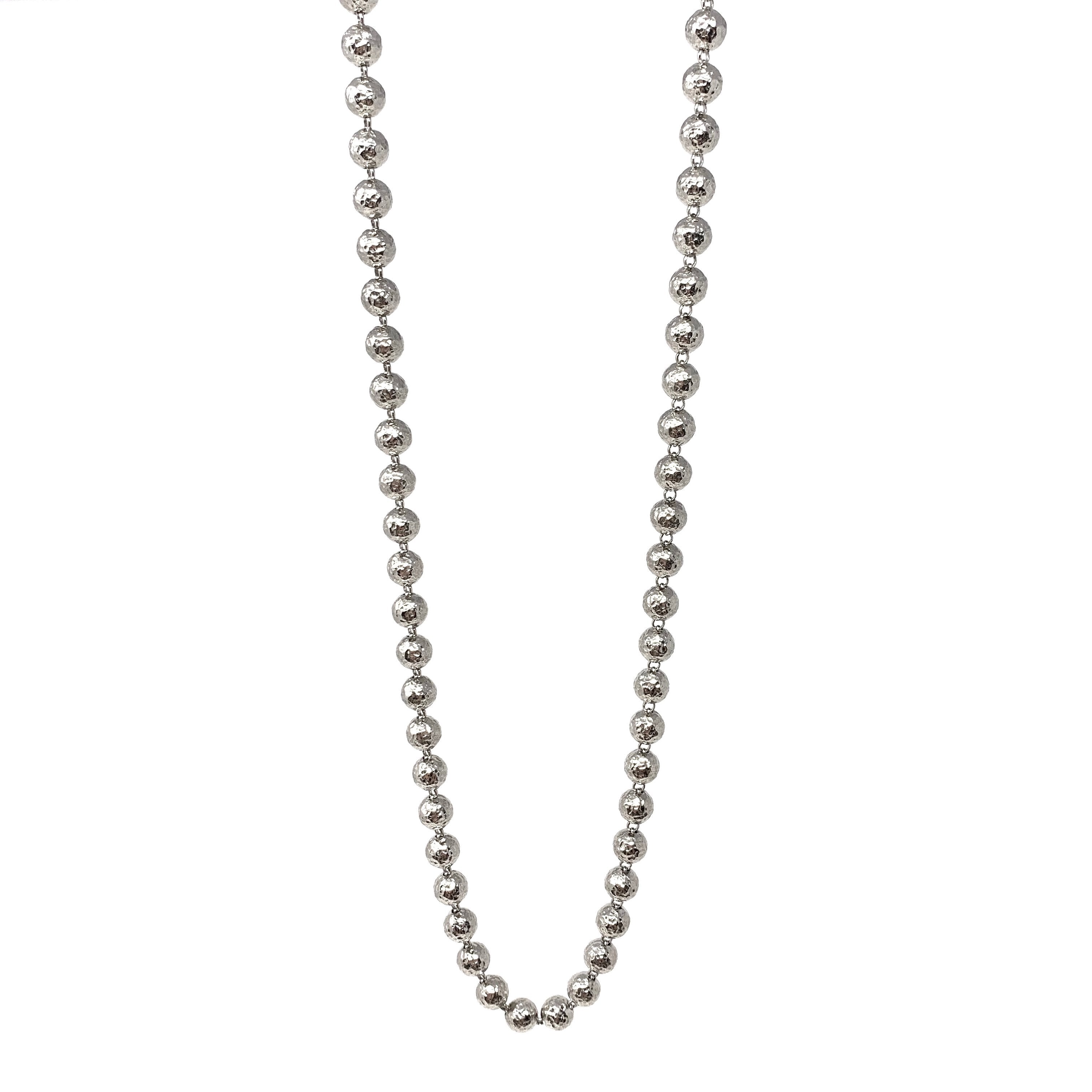 Hammered Beads Necklace in Silver