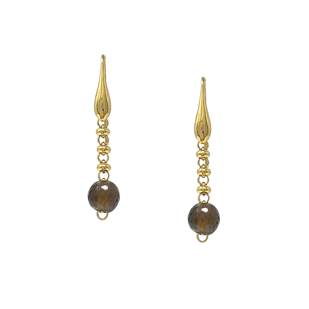 Bubbles Color Earrings in Gold with Smoky Quartz