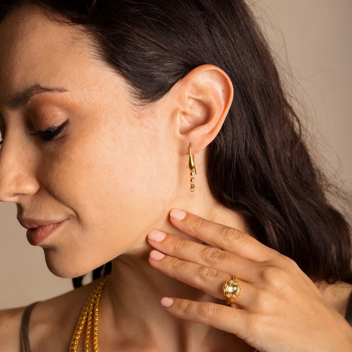 Cylinders Earrings in Gold, Short