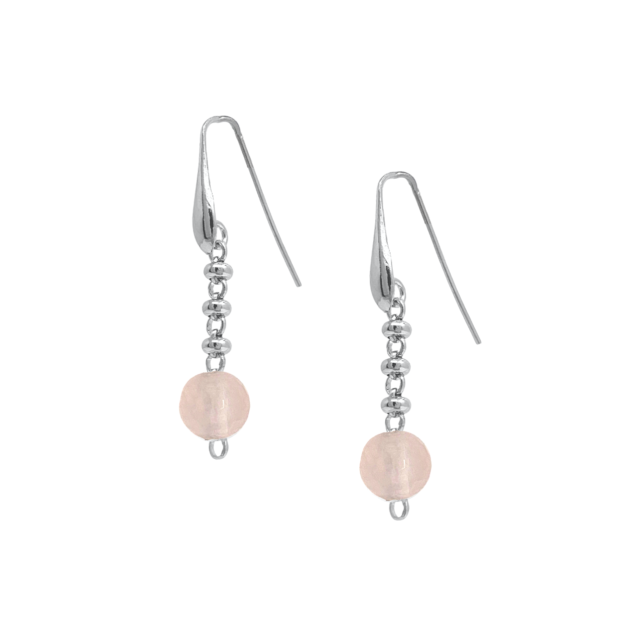 Bubbles Color Earrings in Silver with Rose Quartz