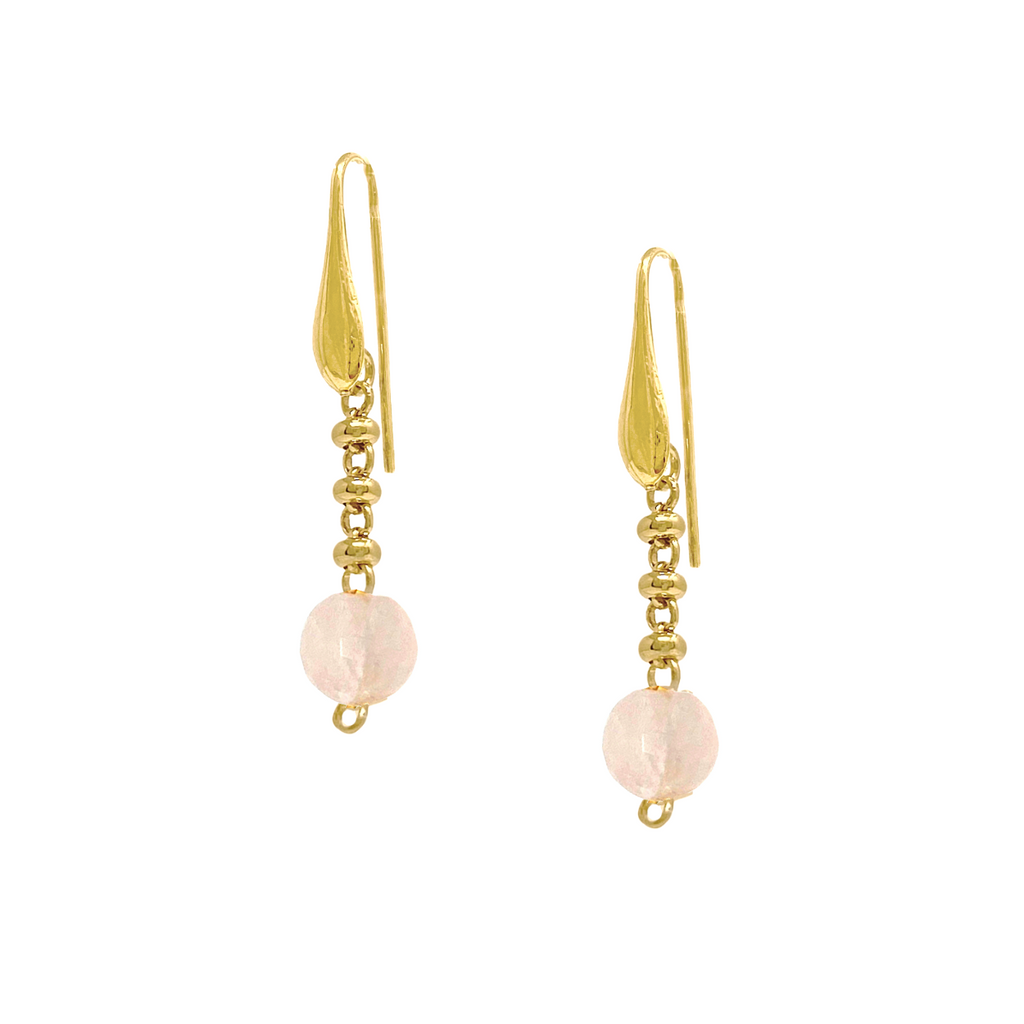 Bubbles Color Earrings in Gold with Rose Quartz