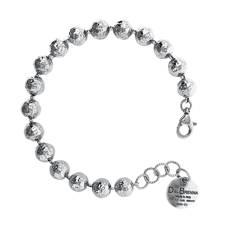 Hammered Beads Bracelet in Silver