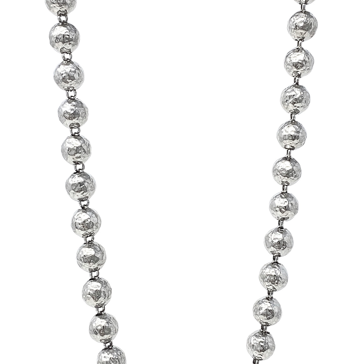 Hammered Beads Necklace in Silver