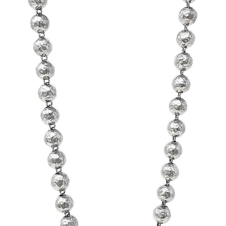 Hammered Beads Necklace in Silver