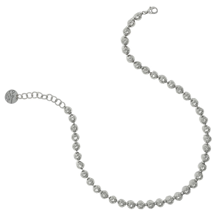 Hammered Beads Necklace in Silver