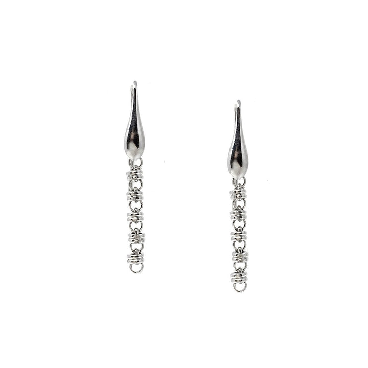 Links 3mm Earrings in Silver, Long