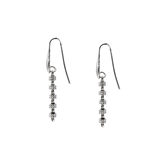 Links 3mm Earrings in Silver, Long