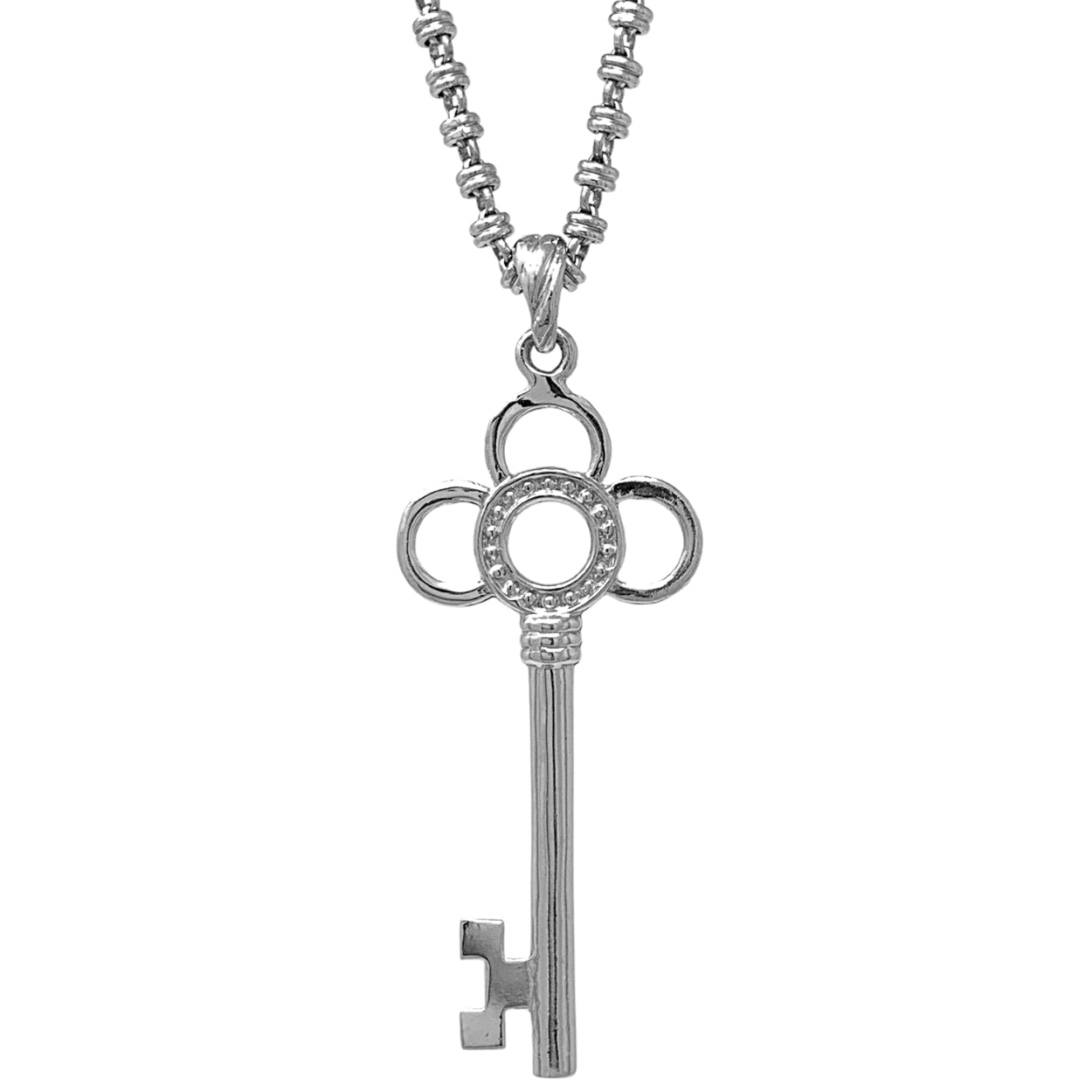 Flower Key Pendant in Silver