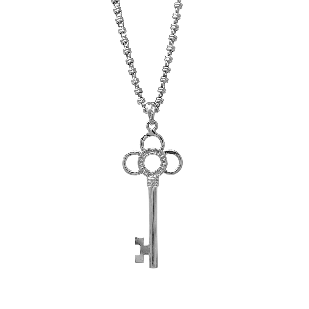 Flower Key Pendant in Silver