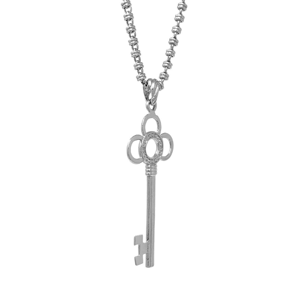 Flower Key Pendant in Silver