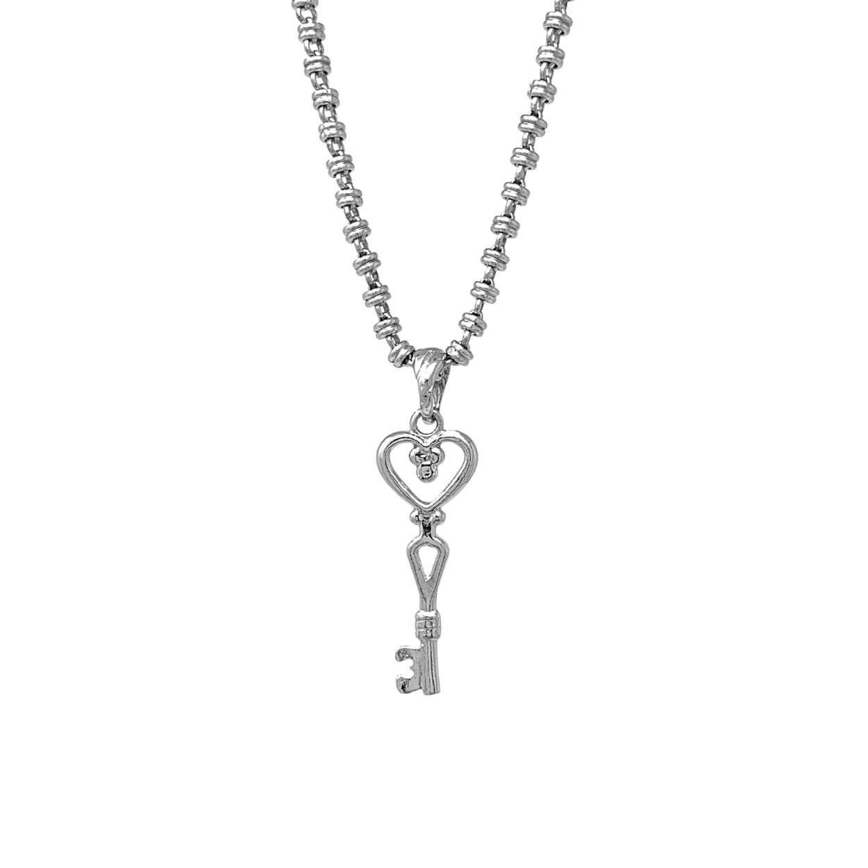 Heart Key Pendant in Silver