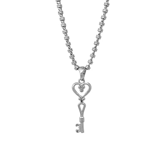 Heart Key Pendant in Silver