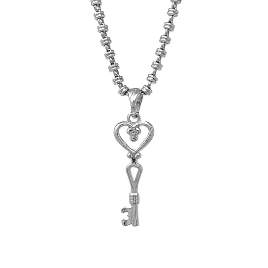 Heart Key Pendant in Silver