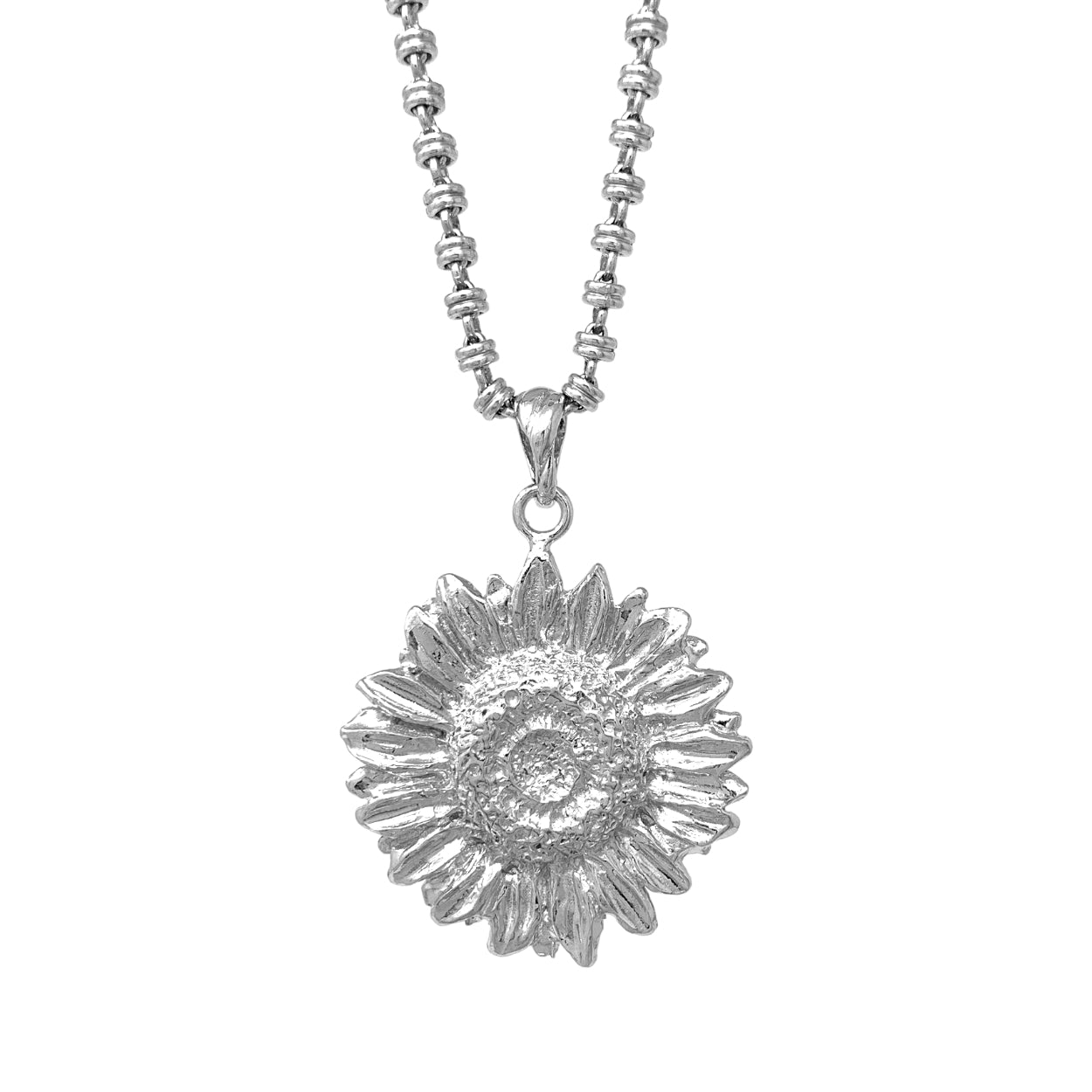 Sunflower Pendant in Silver, Large