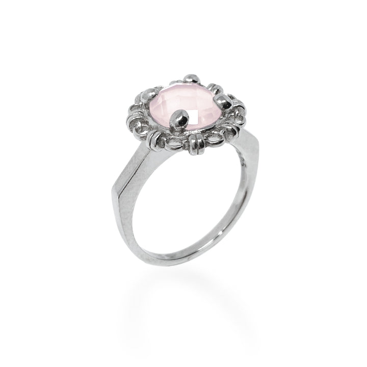 Mini Filary Ring in Silver with Rose Quartz