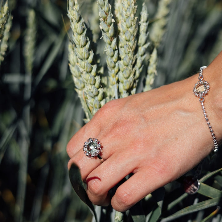 Mini Filary Ring in Silver with Prasiolite