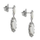 Statement Piazza Stud Earrings in Silver with Mother of Pearl