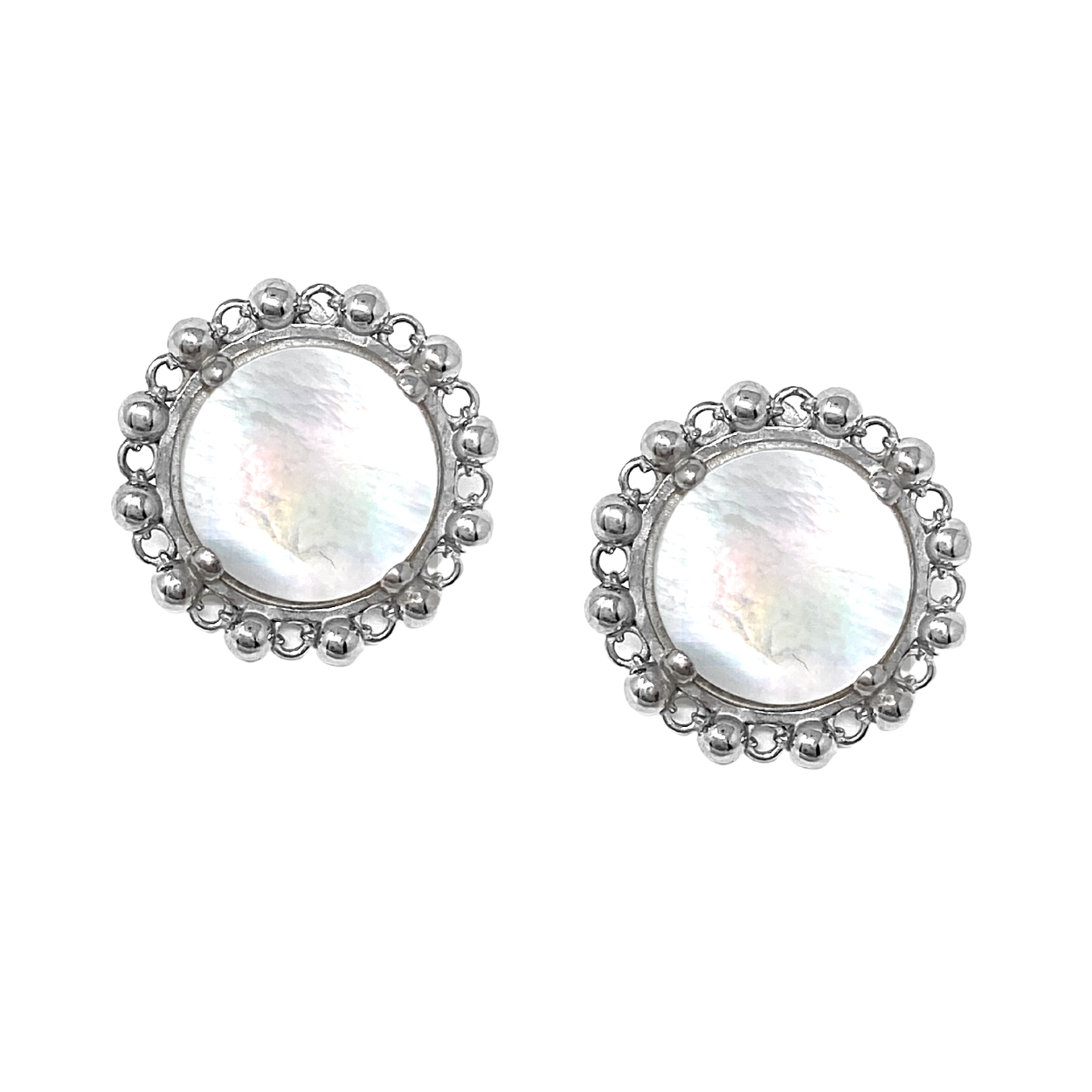 Piazza Stud Earrings in Silver with Mother of Pearl