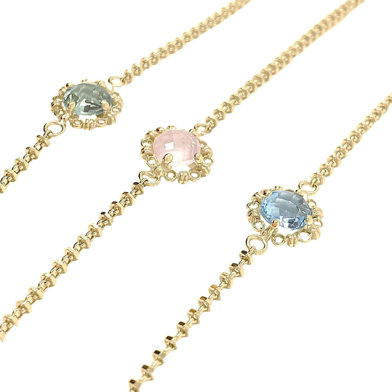 Mini Filary Necklace in Gold with Blue Topaz