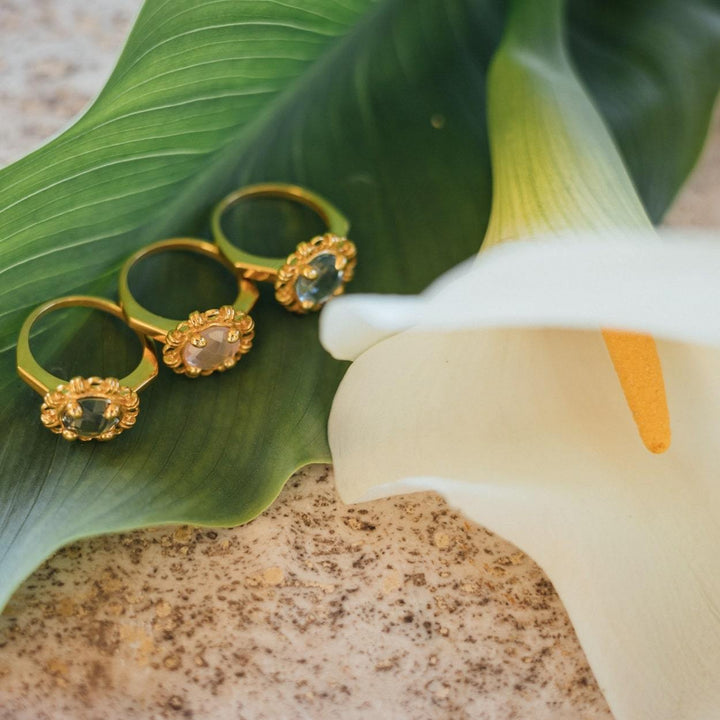 Mini Filary Ring in Gold with Rose Quartz