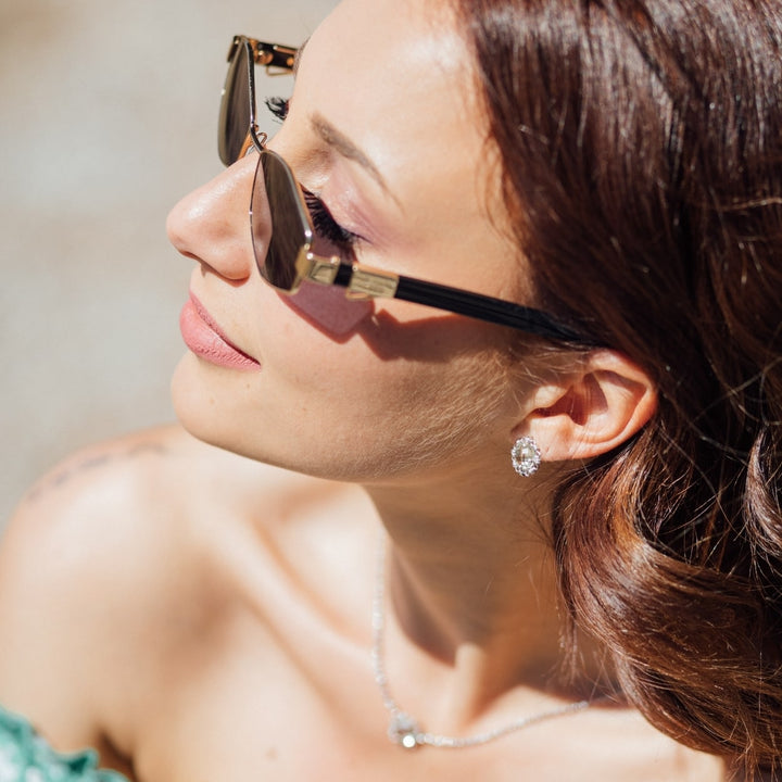 Mini Filary Stud Earrings in Silver with Prasiolite