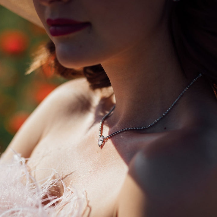 Mini Filary Necklace in Silver with Rose Quartz