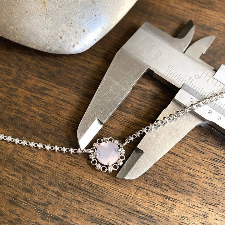 Mini Filary Necklace in Silver with Rose Quartz