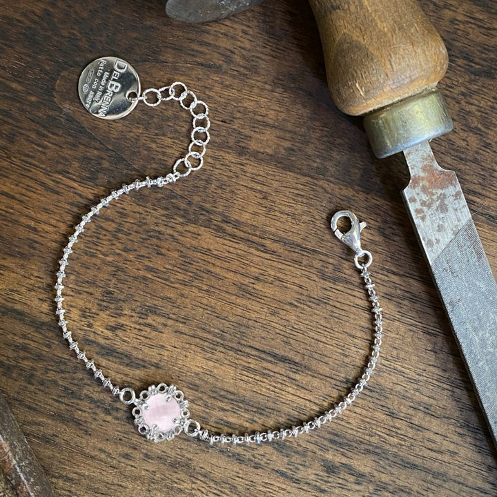 Mini Filary Bracelet in Silver with Rose Quartz