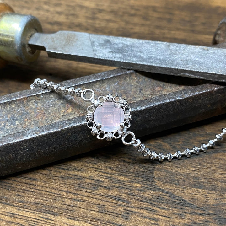 Mini Filary Bracelet in Silver with Rose Quartz