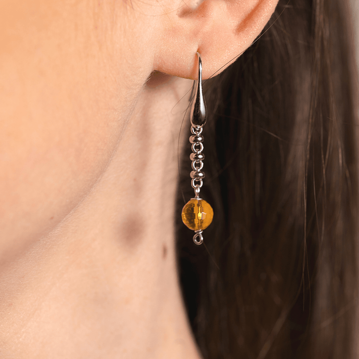 Bubbles Color Earrings in Silver with Orange Quartz