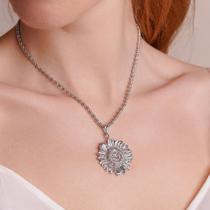 Sunflower Pendant in Silver, Large