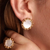 Piazza Stud Earrings in Gold with Mother of Pearl