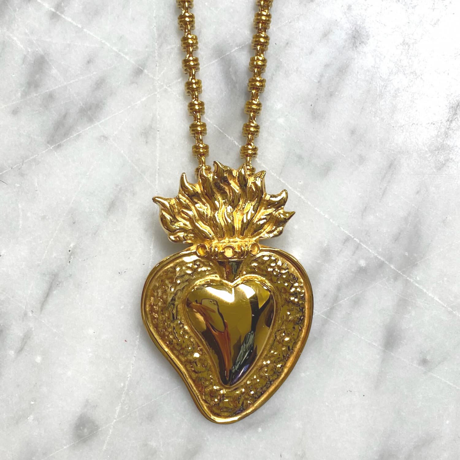 Flaming Heart Pendant in Gold, Small
