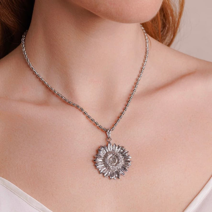 Sunflower Pendant in Silver, Large