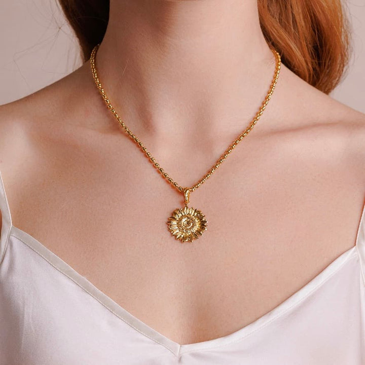 Sunflower Pendant in Gold, Small