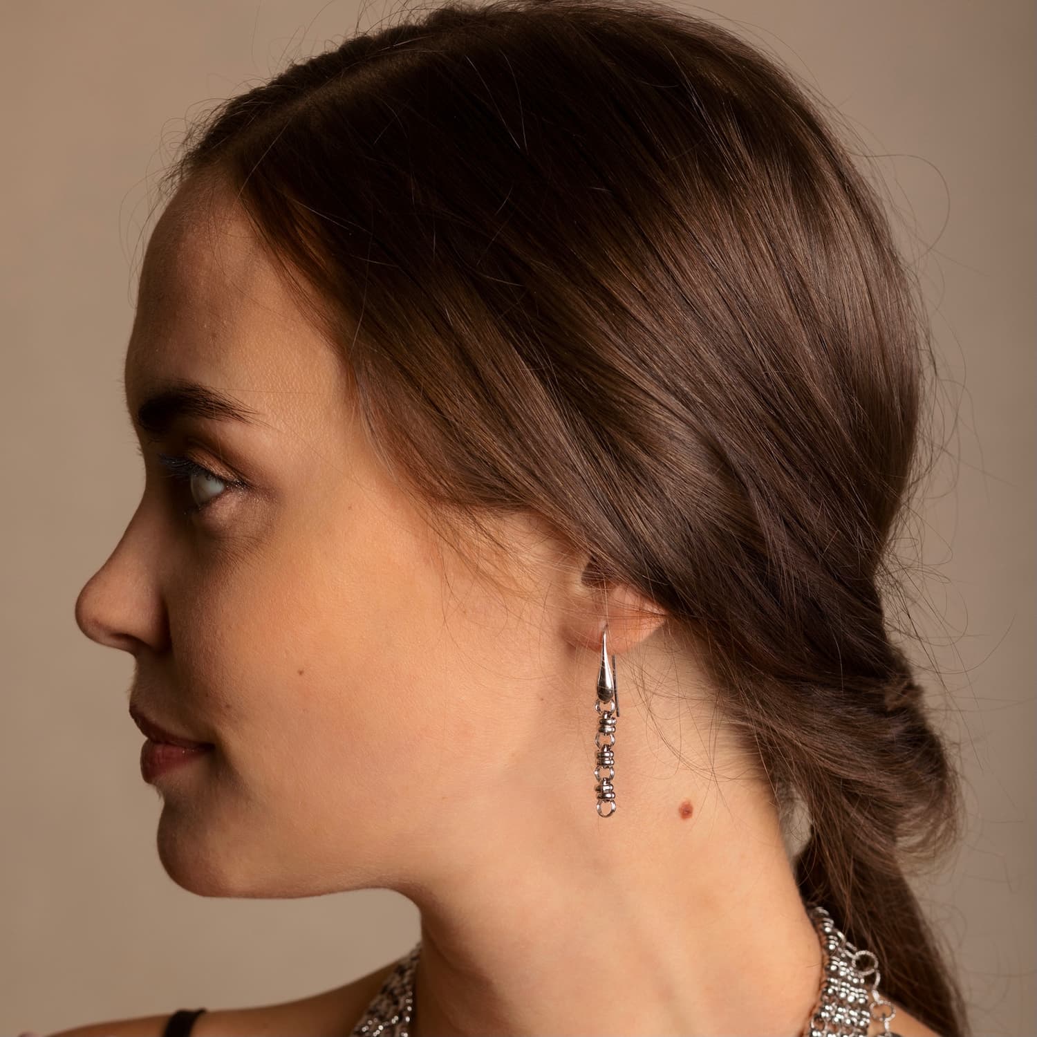 Links 5mm Earrings in Silver, Short